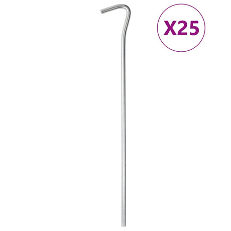 Piquets de tente Vidaxl 25 pcs ø5 mm 23 cm acier galvanisé