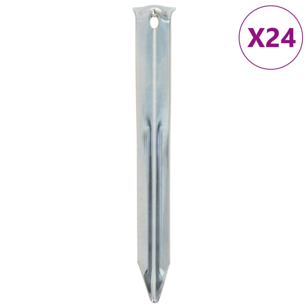 Piquets de tente Vidaxl 24 pcs ø20 mm 17 cm acier galvanisé