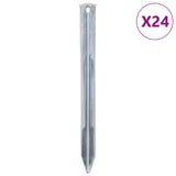 Piquets de tente Vidaxl 24 pcs ø20 mm 22 cm acier galvanisé