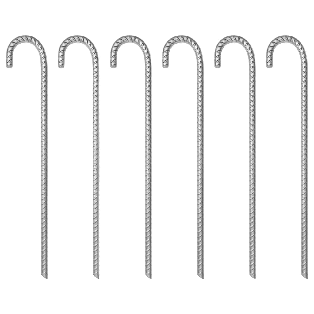 Piquets de tente Vidaxl 6 pcs ø12 mm 41,5 cm acier galvanisé