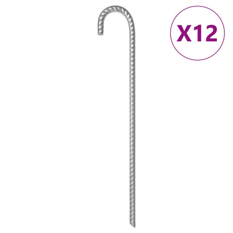Piquets de tente Vidaxl 12 pcs ø12 mm 41,5 cm acier galvanisé