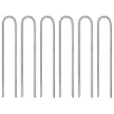 Vidaxl piquets de tente 6 pcs en forme de U ø7 mm 30 cm en acier galvanisé