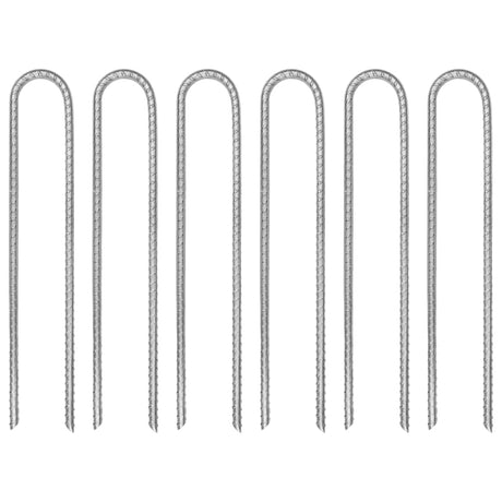 Vidaxl piquets de tente 6 pcs en forme de U ø7 mm 30 cm en acier galvanisé