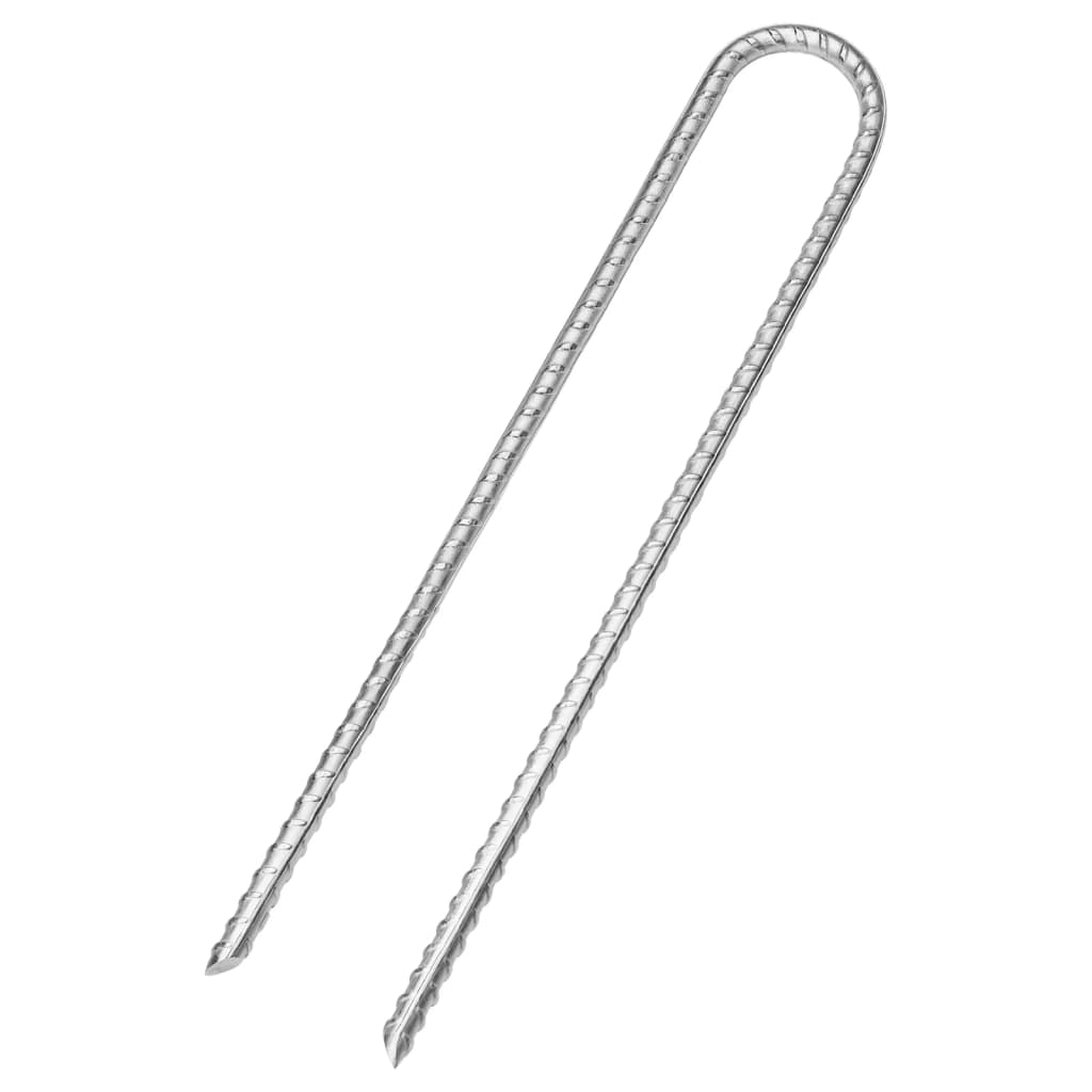Vidaxl piquets de tente 6 pcs en forme de U ø7 mm 30 cm en acier galvanisé