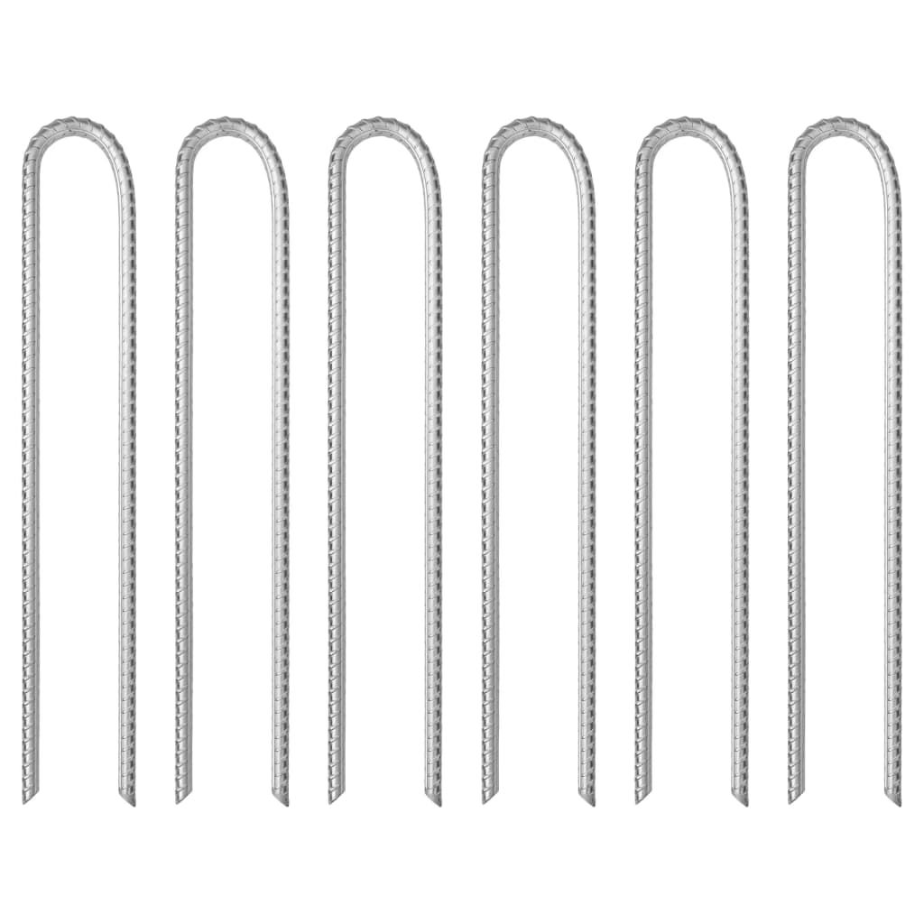 Vidaxl piquets de tente 6 pcs en forme de U ø10 mm 37 cm acier galvanisé