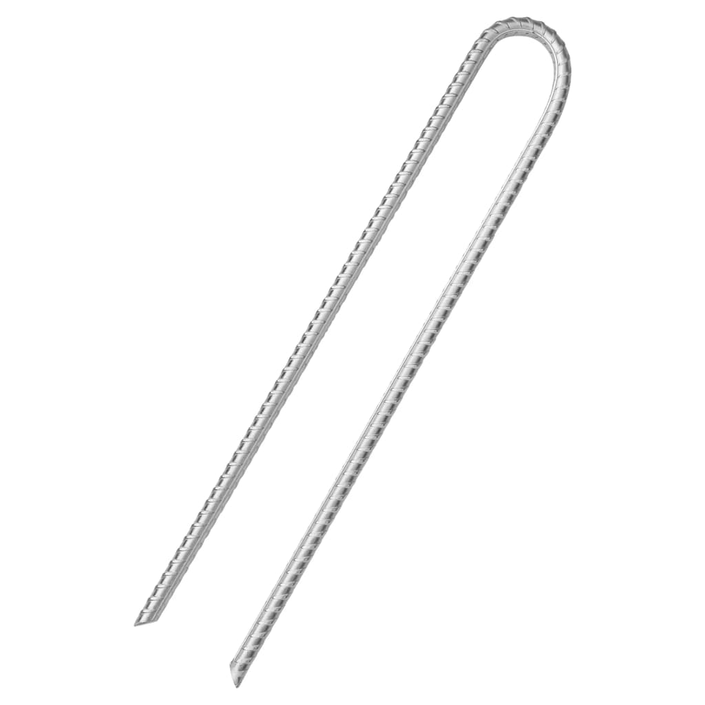 Vidaxl piquets de tente 6 pcs en forme de U ø10 mm 37 cm acier galvanisé