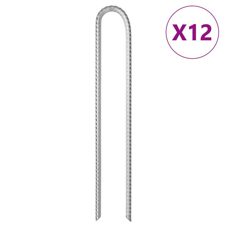 Vidaxl piquets de tente 12 pcs en forme de U ø10 mm 37 cm acier galvanisé