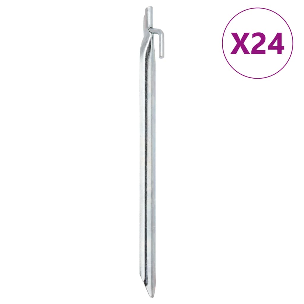 Vidaxl piquets de tente 24 pcs en forme de V ø20 mm 29,5 cm acier galvanisé