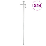 Piquets de tente Vidaxl 24 pcs 8 mm 30 cm en acier galvanisé