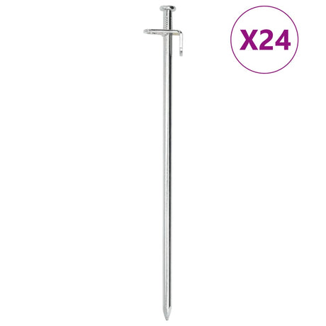 Piquets de tente Vidaxl 24 pcs 8 mm 30 cm en acier galvanisé