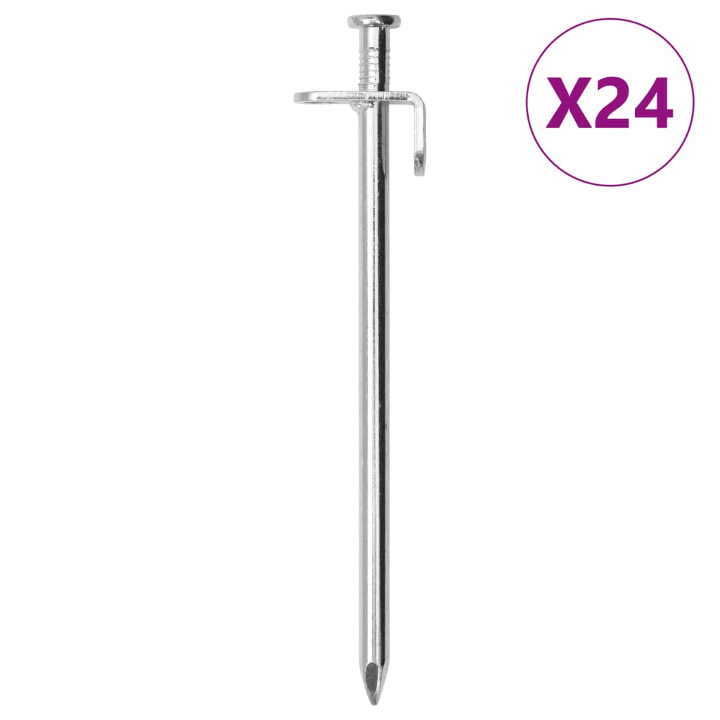 Piquets de tente Vidaxl 24 pcs 8 mm 19,5 cm en acier galvanisé