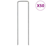 Vidaxl piquets de sol 50 pcs en forme de U 15x3,5 cm acier galvanisé