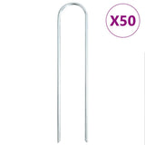Vidaxx piquets de sol 50 pcs en forme de U 20x3,5 cm acier galvanisé