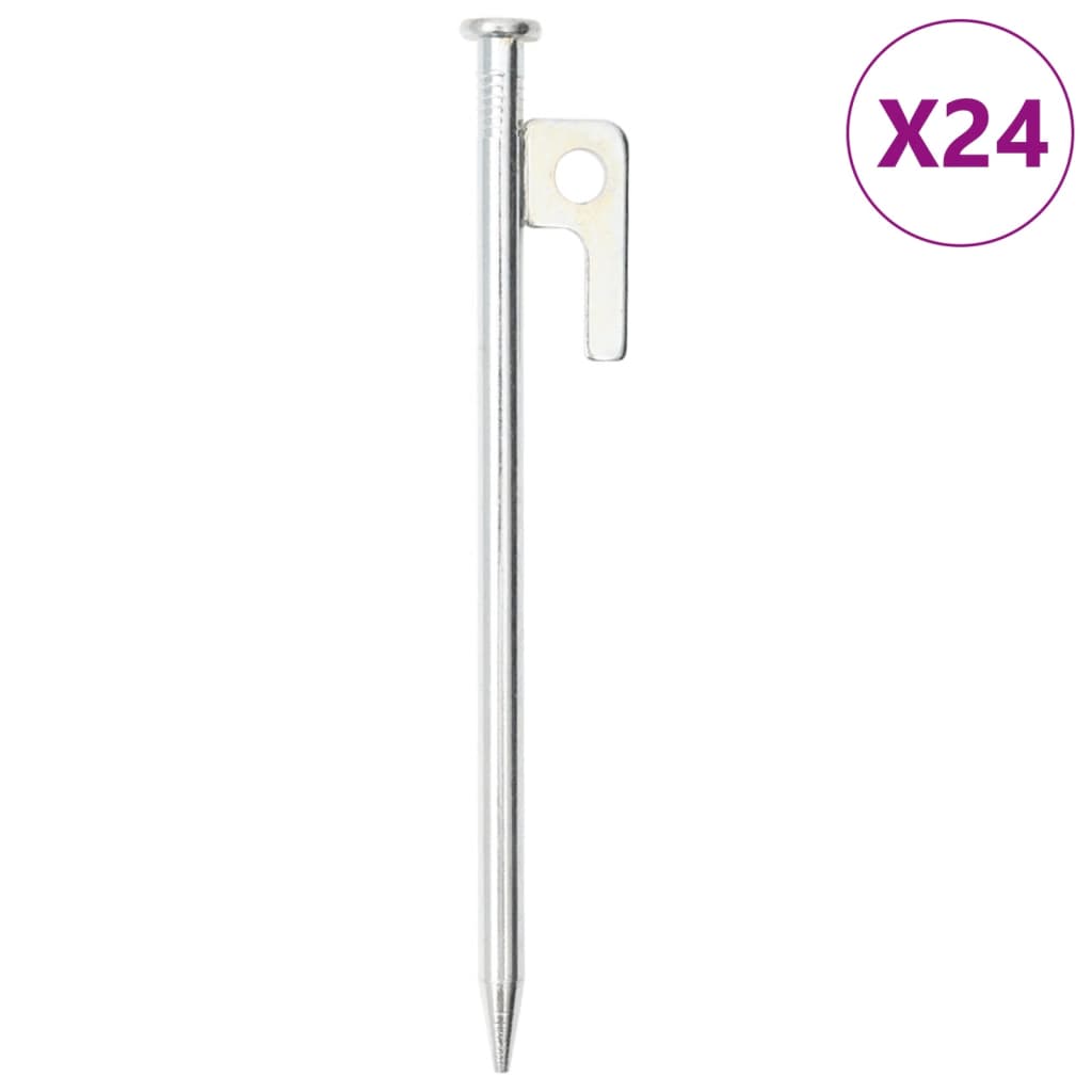 Piquets de tente Vidaxl 24 pcs 9 mm 20 cm en acier galvanisé
