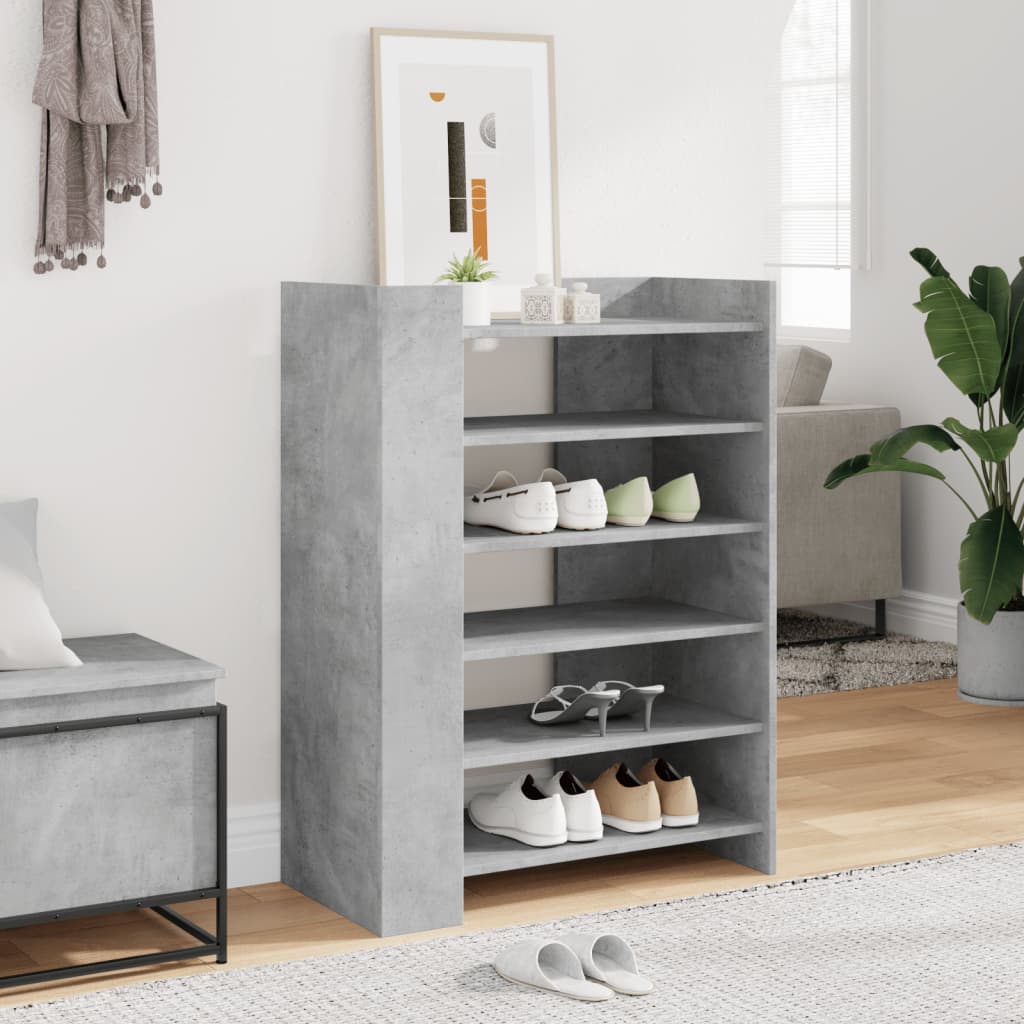 VidaXL armoire à chaussures 74,5x37,5x100 cm bois d'ingénierie gris béton