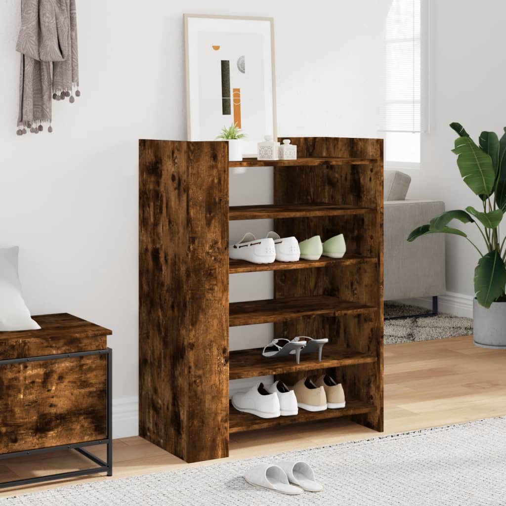 VidaXL armoire à chaussures 74,5x37,5x100 cm bois d'ingénierie, chêne fumé