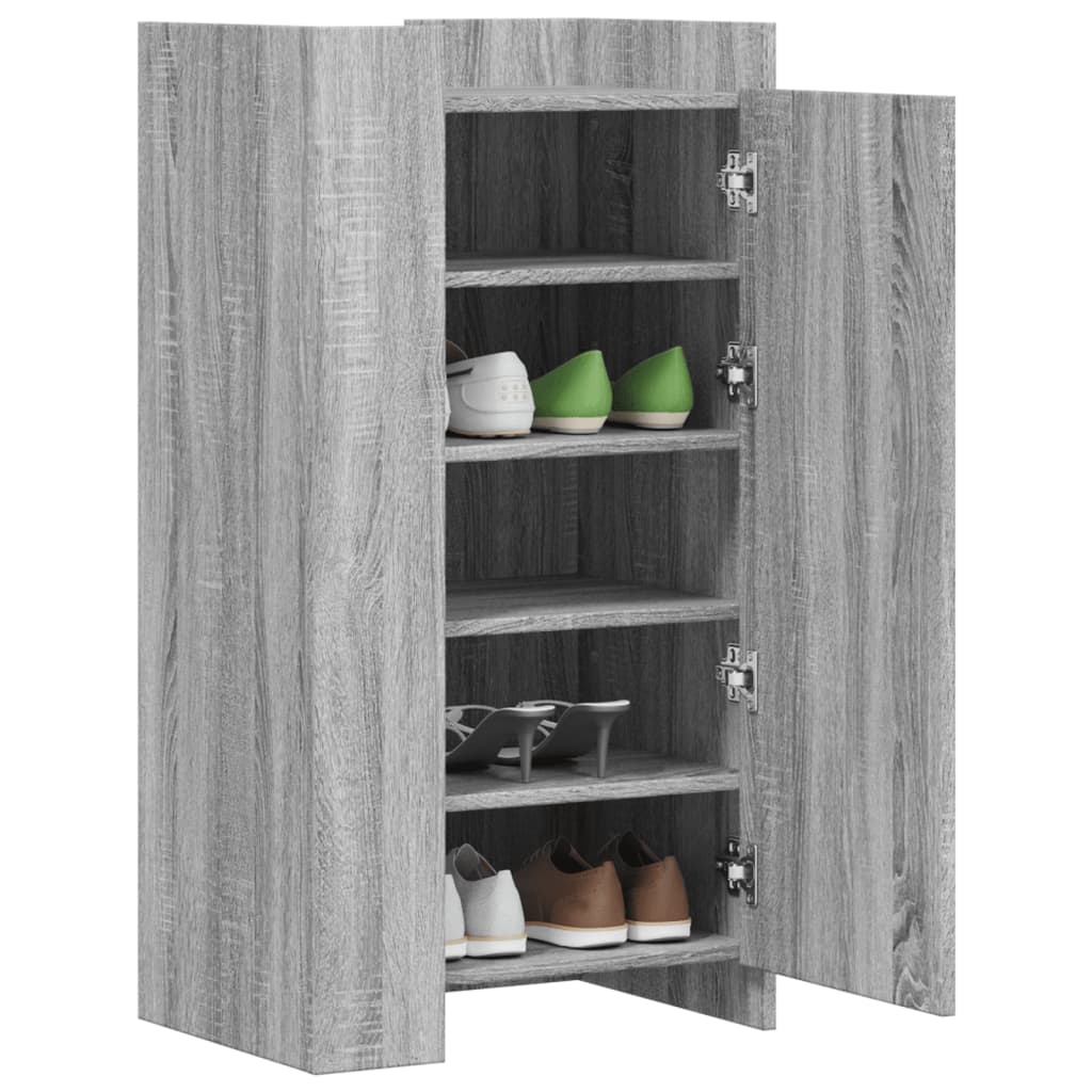 Gabinete de zapatos Vidaxl 52x37.5x100 cm de madera propiedad de madera gris ok