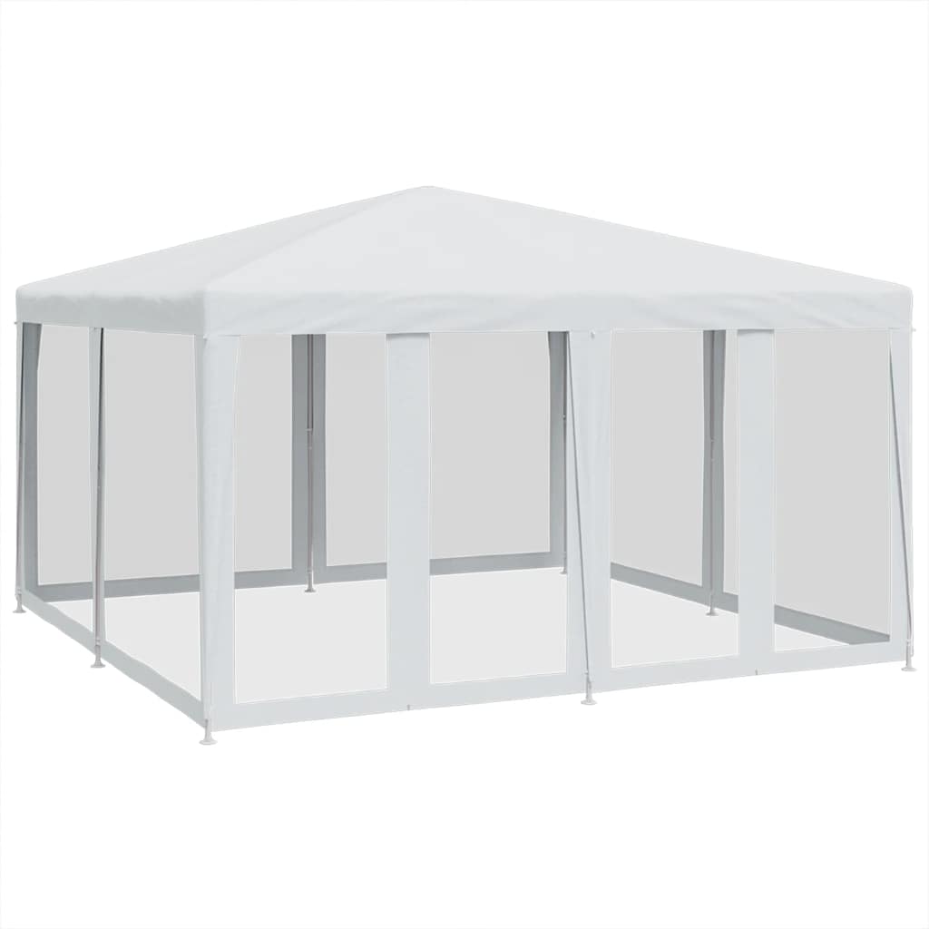 Tente de fête VidaXL avec 8 parois latérales en maille 4x4 m HDPE blanc