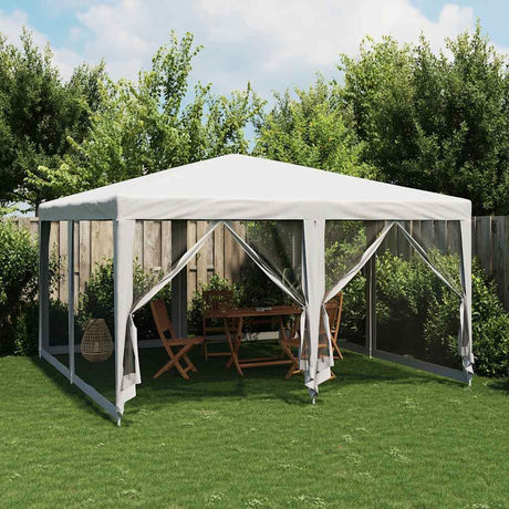 Tente de fête VidaXL avec 8 parois latérales en maille 4x4 m HDPE blanc