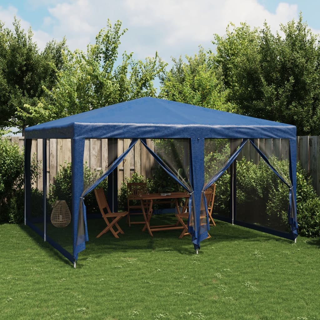 Tente de fête VidaXL avec 8 parois latérales en maille 4x4 m HDPE bleu