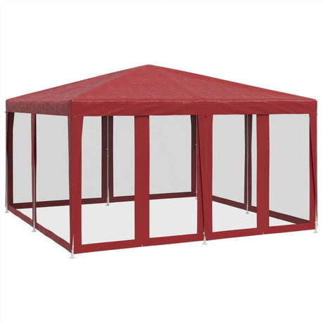 Tente de fête VidaXL avec 8 parois latérales en maille 4x4 m HDPE rouge