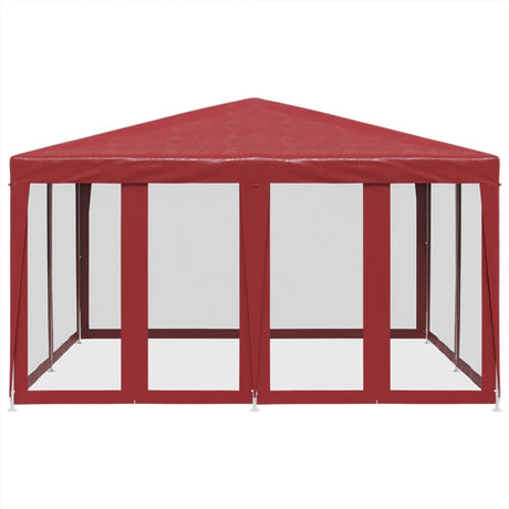 Tente de fête VidaXL avec 8 parois latérales en maille 4x4 m HDPE rouge