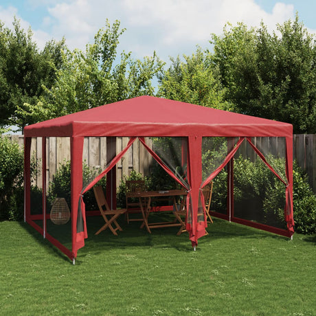 Tente de fête VidaXL avec 8 parois latérales en maille 4x4 m HDPE rouge