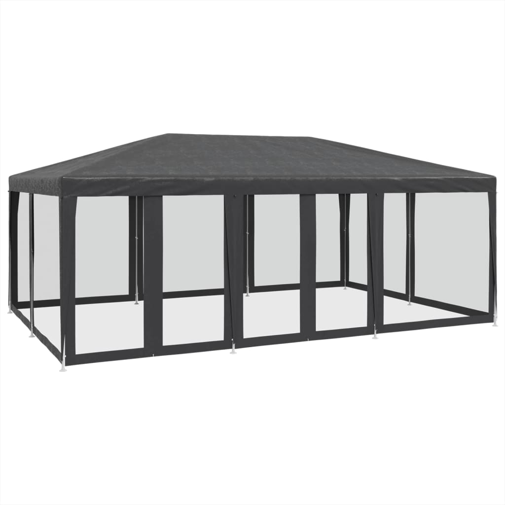 Tente de fête VidaXL avec 10 parois latérales en maille 6x4 m HDPE anthracite