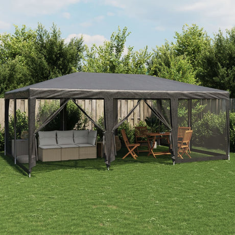 Tente de fête VidaXL avec 10 parois latérales en maille 6x4 m HDPE anthracite