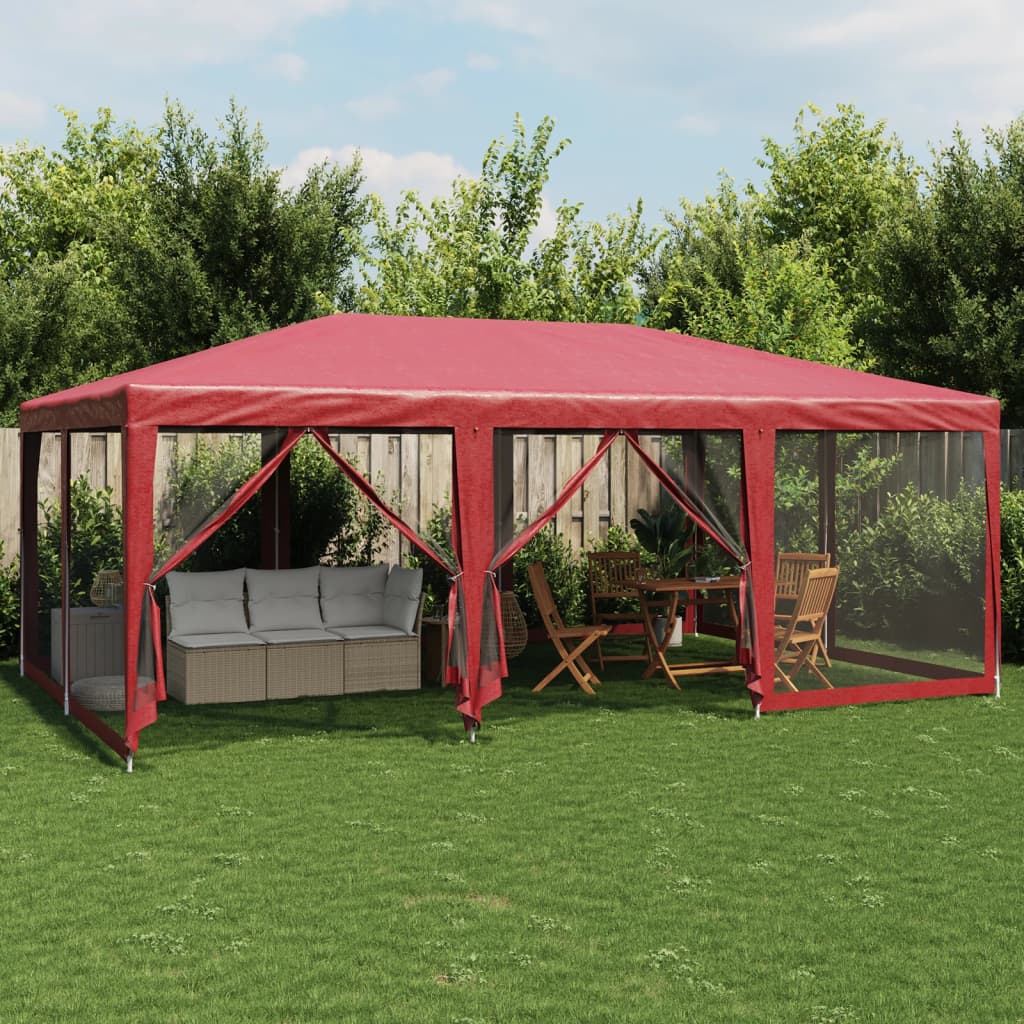 Tente de fête VidaXL avec 10 parois latérales en maille 6x4 m HDPE rouge
