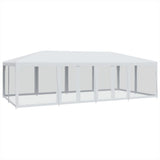 Tente de fête VidaXL avec 12 parois latérales en maille 8x4 m HDPE blanc
