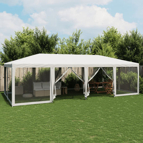 Tente de fête VidaXL avec 12 parois latérales en maille 8x4 m HDPE blanc