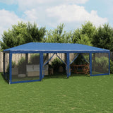 Tente de fête VidaXL avec 12 parois latérales en maille 8x4 m HDPE bleu