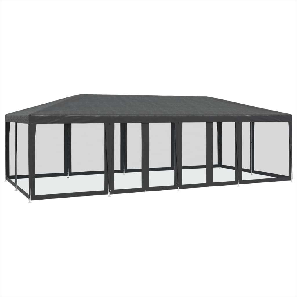 Tente de fête VidaXL avec 12 parois latérales en maille 8x4 m HDPE anthracite