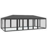 Tente de fête VidaXL avec 12 parois latérales en maille 8x4 m HDPE anthracite