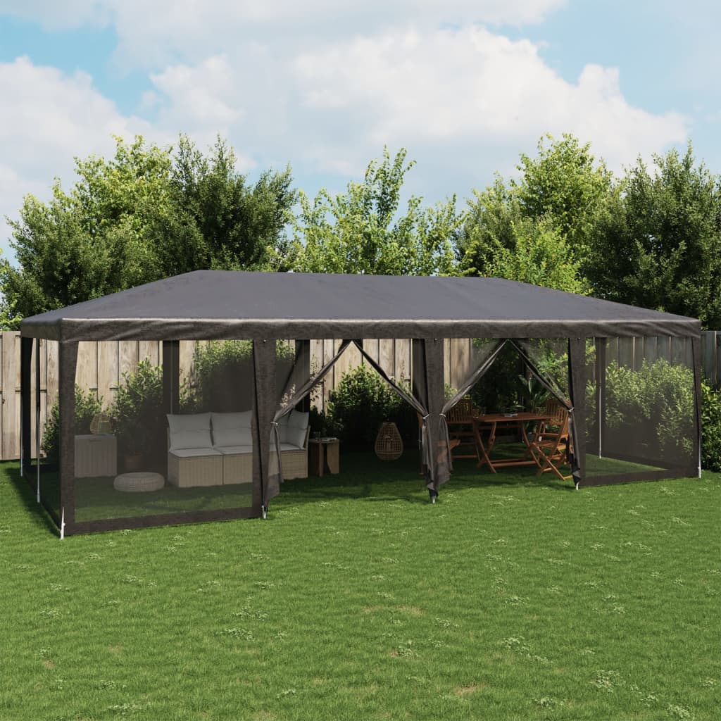 Tente de fête VidaXL avec 12 parois latérales en maille 8x4 m HDPE anthracite