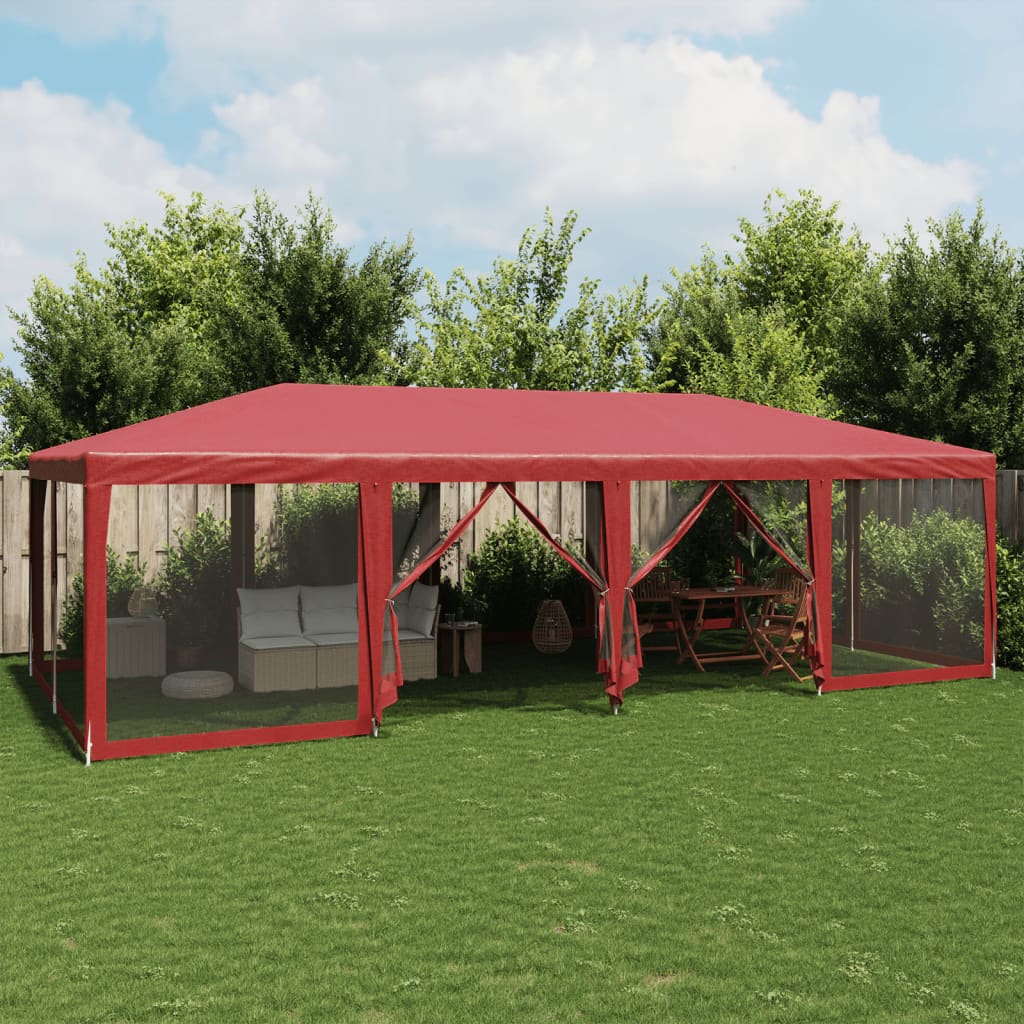 Vidaxl partytent met 12 mesh zijwanden 8x4 m hdpe rood