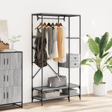 Vidaxl portant à vêtements avec étagères, bois fini, chêne Sonoma gris