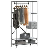 Vidaxl portant à vêtements avec étagères, bois fini, chêne Sonoma gris