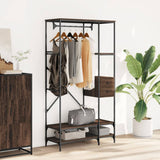 Vidaxl portant à vêtements avec étagères en bois modifié, coloris chêne marron