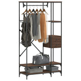 Vidaxl portant à vêtements avec étagères en bois modifié, coloris chêne marron