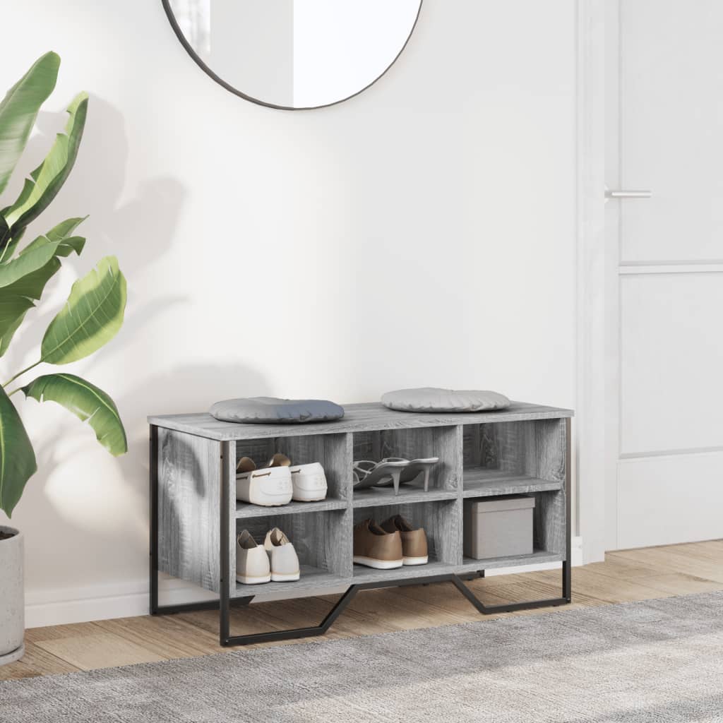 Vidaxx meuble à chaussures 90x38x45,5 cm bois d'ingénierie couleur chêne sonoma gris