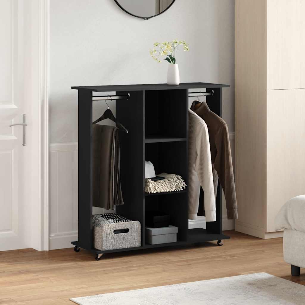 VidaXL armoire à roulettes 102x38x110 cm bois fini noir