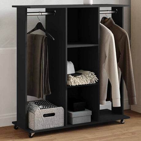 VidaXL armoire à roulettes 102x38x110 cm bois fini noir