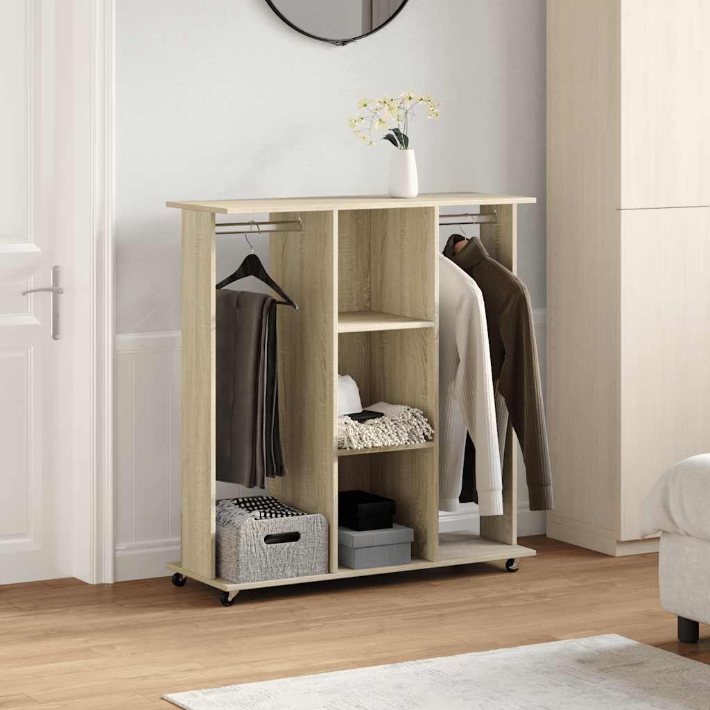 Vidaxxl armoire à roulettes 102x38x110 cm dérivé du bois chêne sonoma