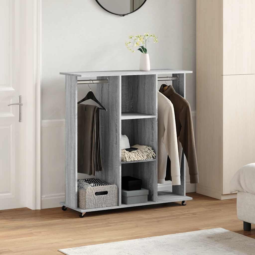 Vidaxxl armoire à roulettes 102x38x110 cm bois gris chêne sonoma