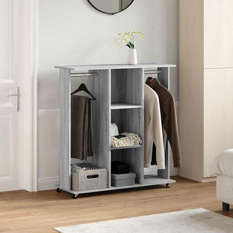 Vidaxxl armoire à roulettes 102x38x110 cm bois gris chêne sonoma