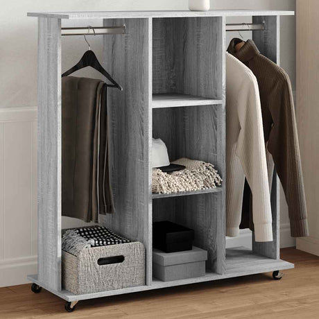 Vidaxxl armoire à roulettes 102x38x110 cm bois gris chêne sonoma