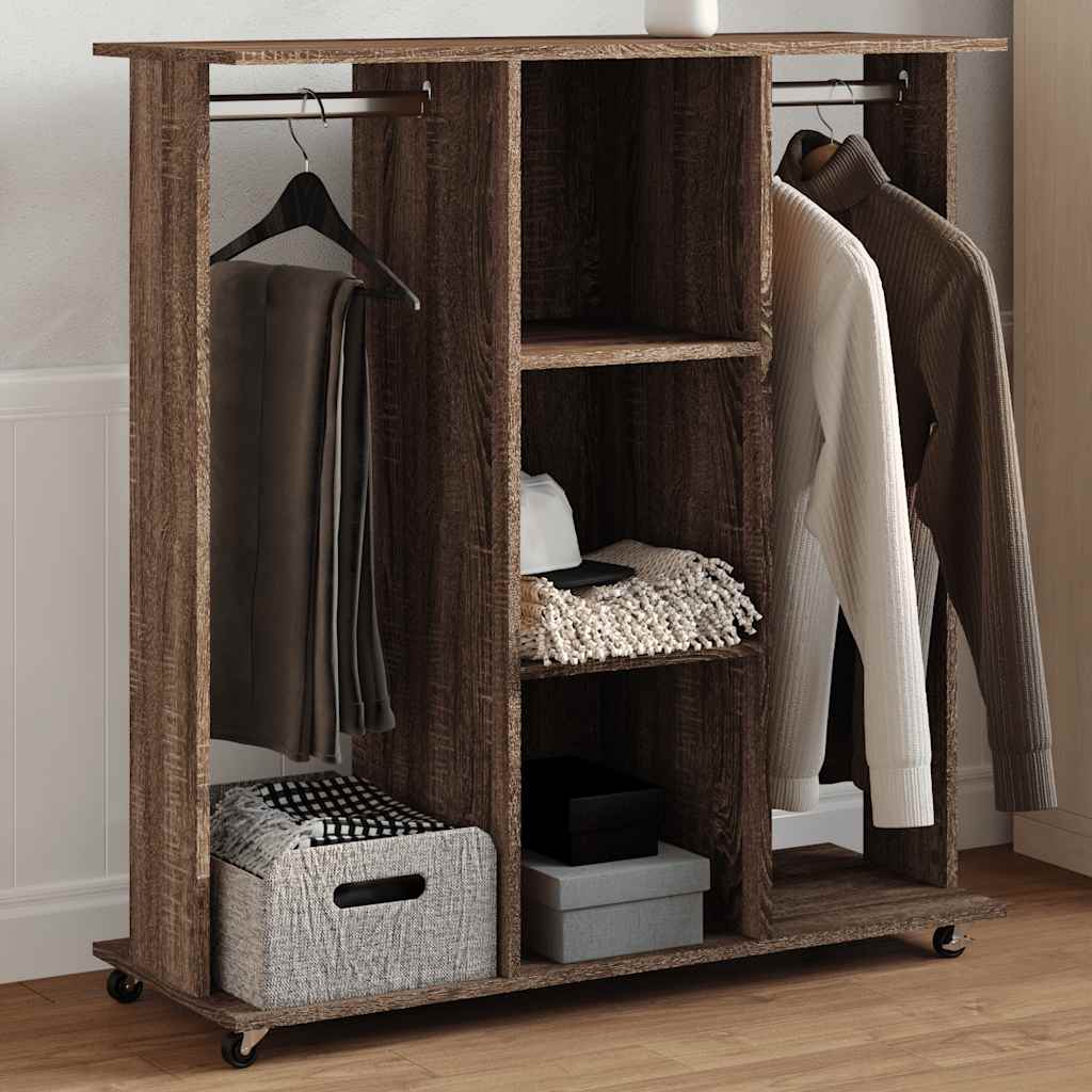 Vidaxxl armoire à roulettes 102x38x110 cm bois fini chêne brun
