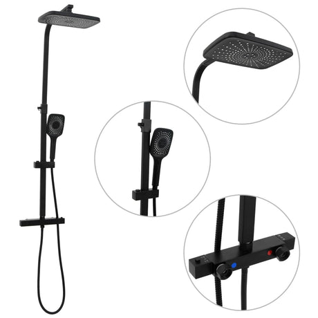 Ensemble de pomme de douche double Vidaxx avec mitigeur et flexible en laiton noir